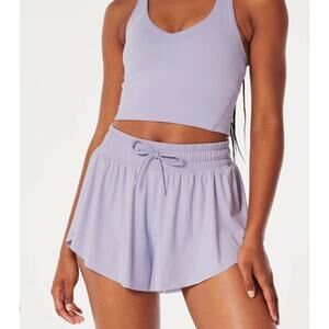 Gilly Hicks Purple Flowy Short Go Energize High-Rise Drawstring Athletic L Large